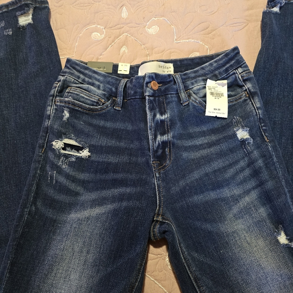 Women's Blue Distressed Jeans